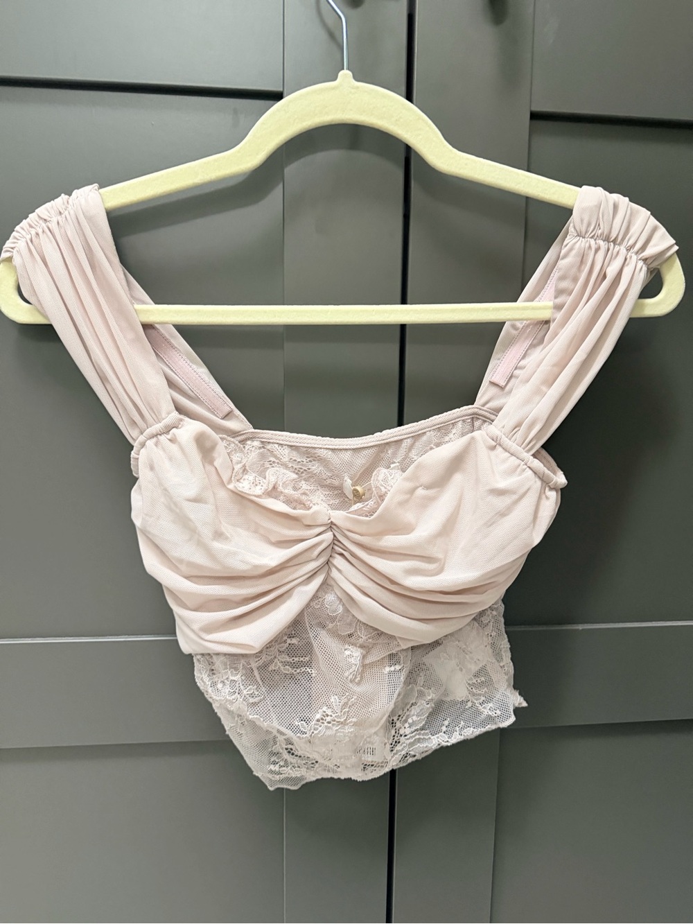Meshki lilac mesh and lace top